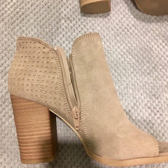 Bootie shoes open toe heels tan/brown - Picture 2 of 4